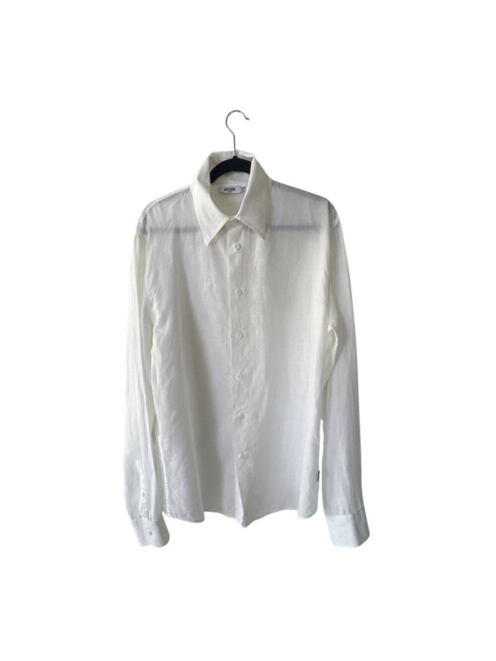 Moschino Jeans White Button-Up Shirt XL With Embroidered Gecko Design Lightweigh